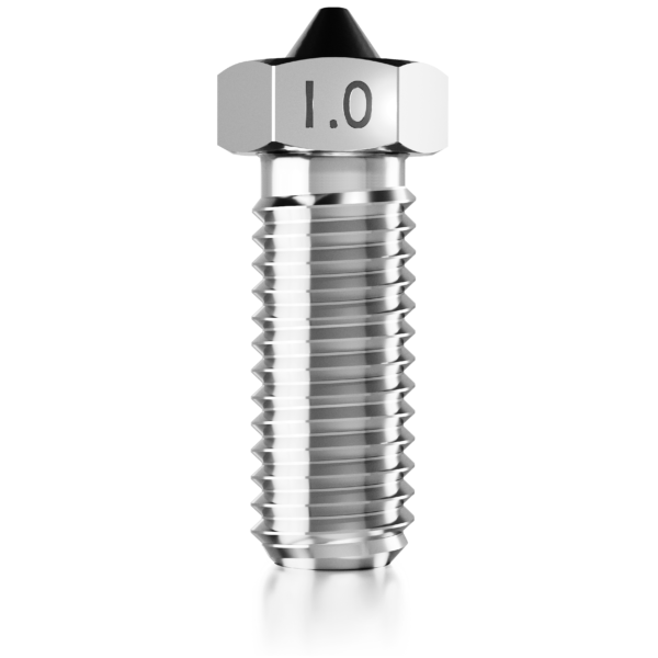 Nozzle passend für E3D Volcano Hotend 1,0mm Edelstahl kompatibel. Kein Original-Zubehör.